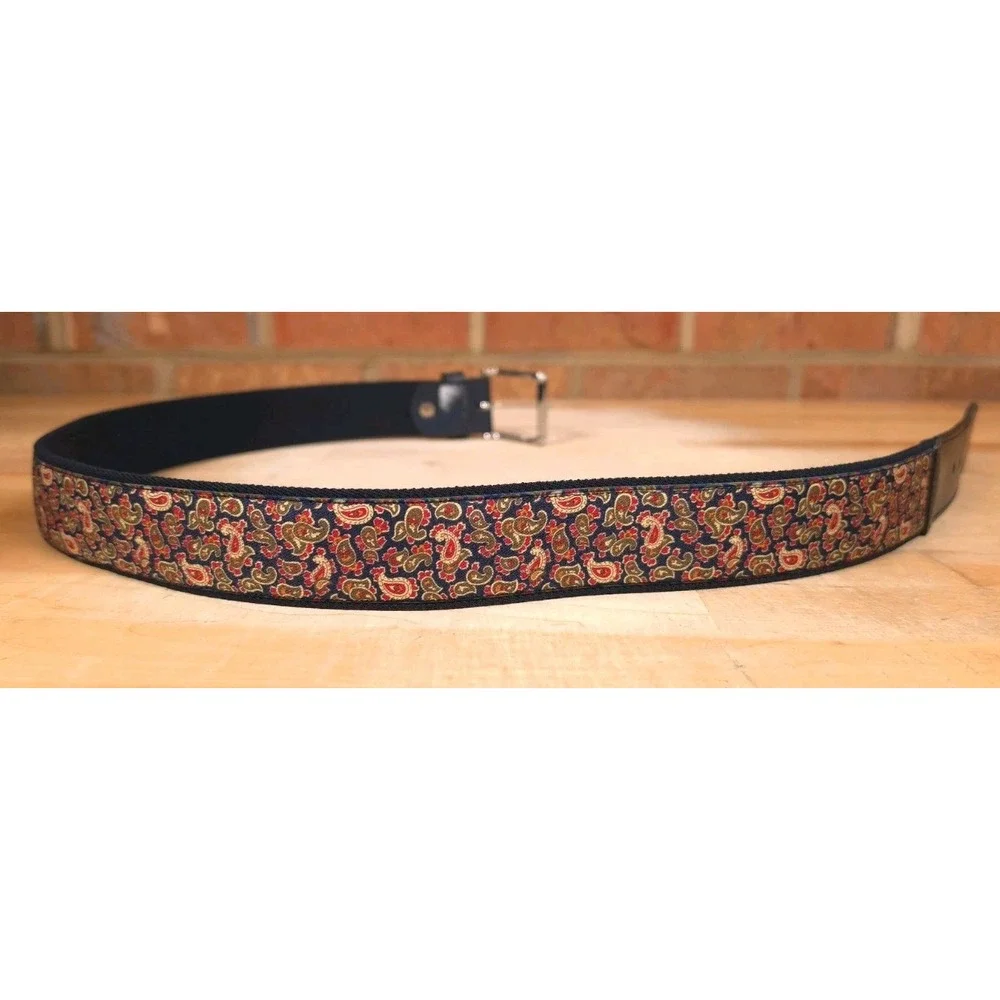 Armin Oehler Flex Comfort Stretch Ribbon Belt Paisley Mens Size 36